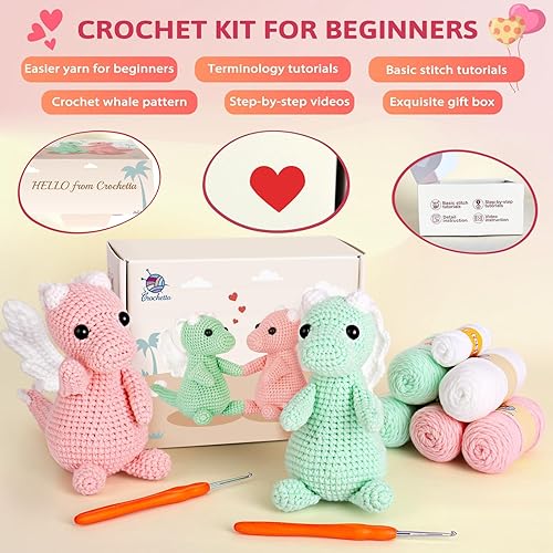 Miniatura 4 de Crochetta Kit de ganchillo para principiantes, kit de inicio de ganchillo con tutoriales en video paso a paso, kit de ganchillo para principiantes,