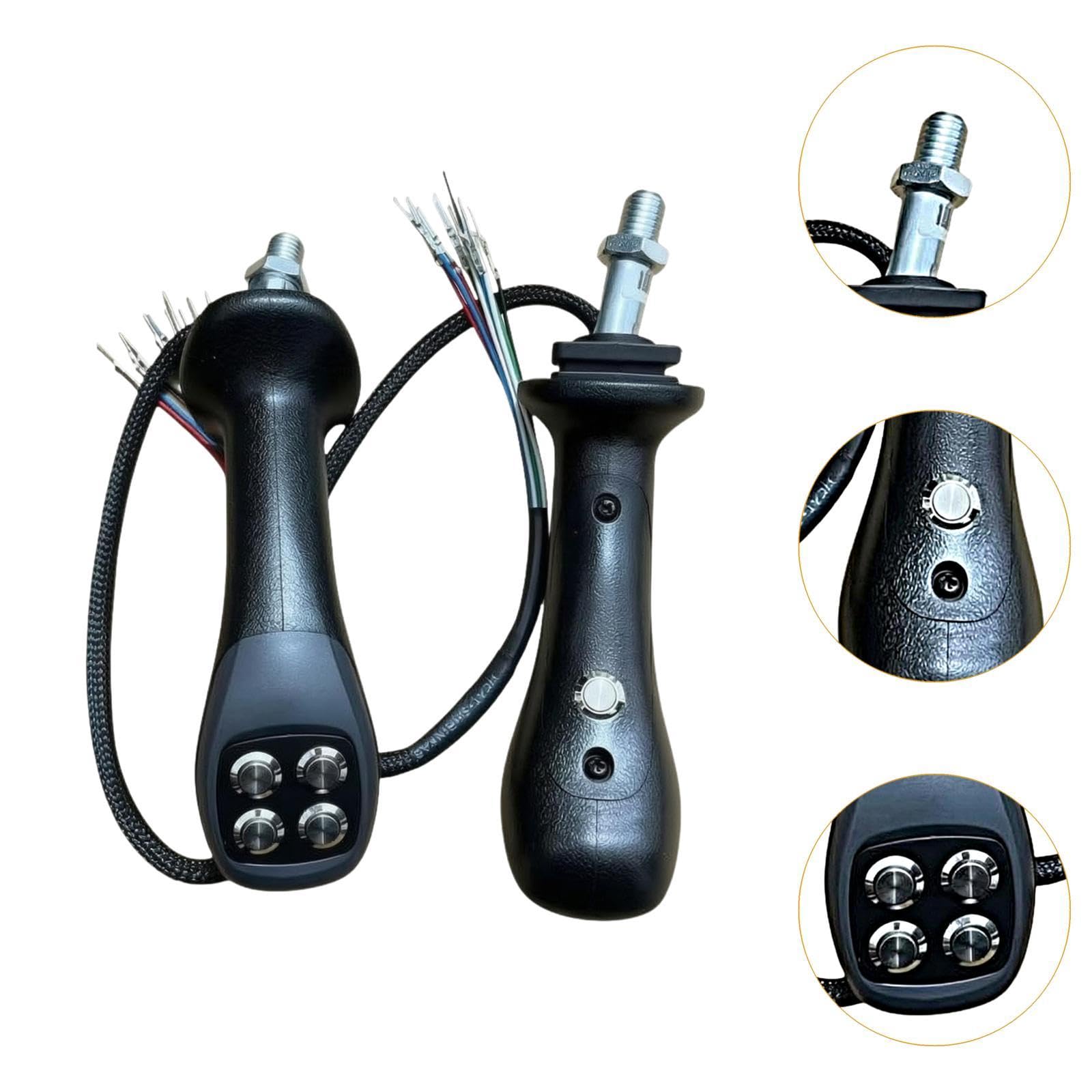 Mando Tipo Joystick para Excavadoras, Palanca de Control con Cinco Botones, Ergonómico, Cómodo, Fabricado en Aluminio, Apto para Sustitución de Compon, 1 Par