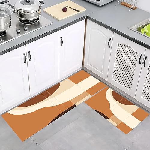 Miniatura 4 de Aesthetics - Alfombra de cocina bohemia con diseño de mármol, antideslizante, tapete para puerta de cocina