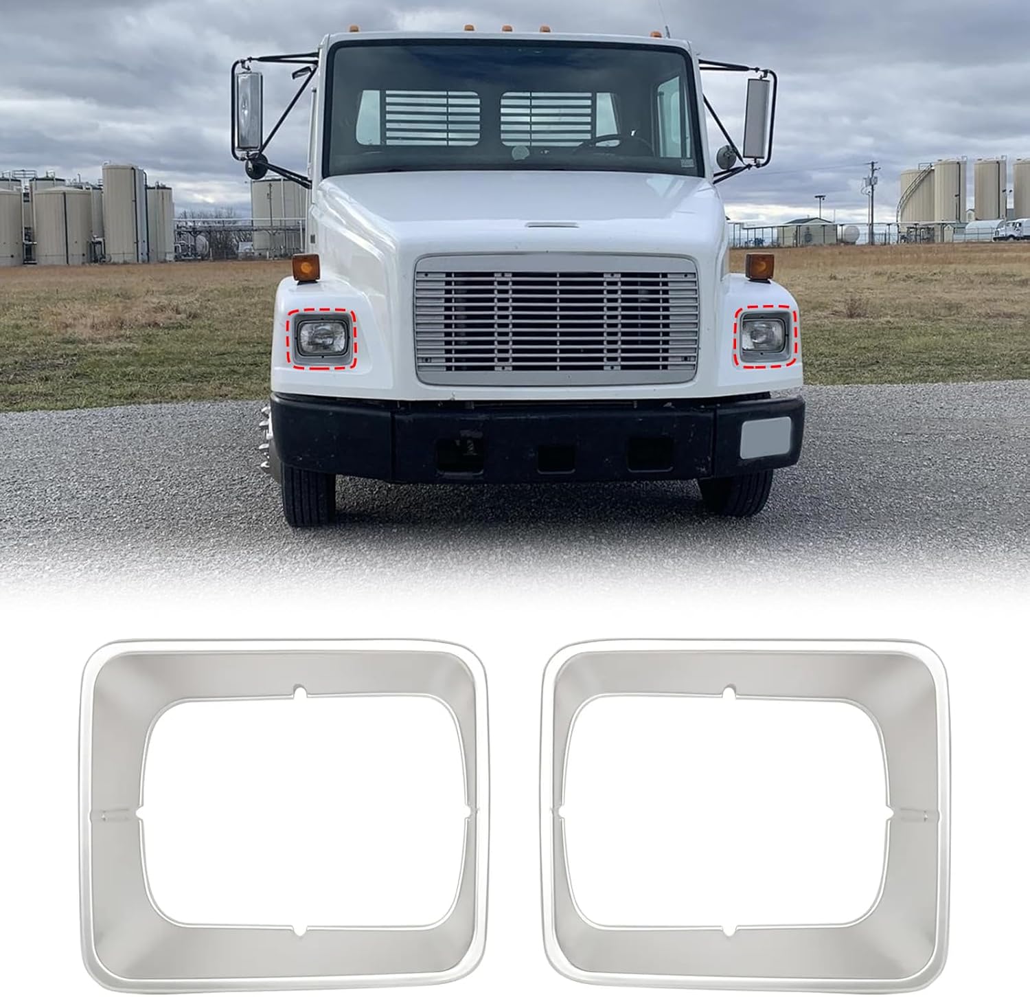 BXZ Front Headlight Headlamp Bezel Housing Cover Pair For Freightliner FL50 FL60 FL70 FL80 FL106