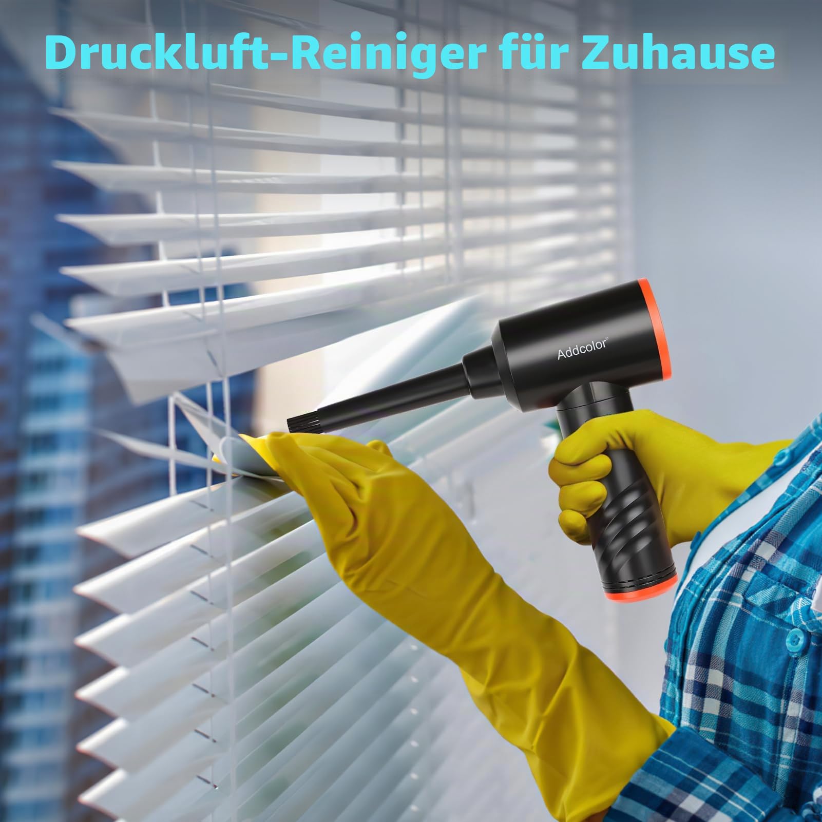 Elektrische Staubgebläse, 3-Gang 100000 U/min Compressed Air Duster Mit LED-Licht, Wiederaufladbar Druckluftspray mit 6000mAh Akku, PC Reinigungsset für Tastatur, Auto, Sofa