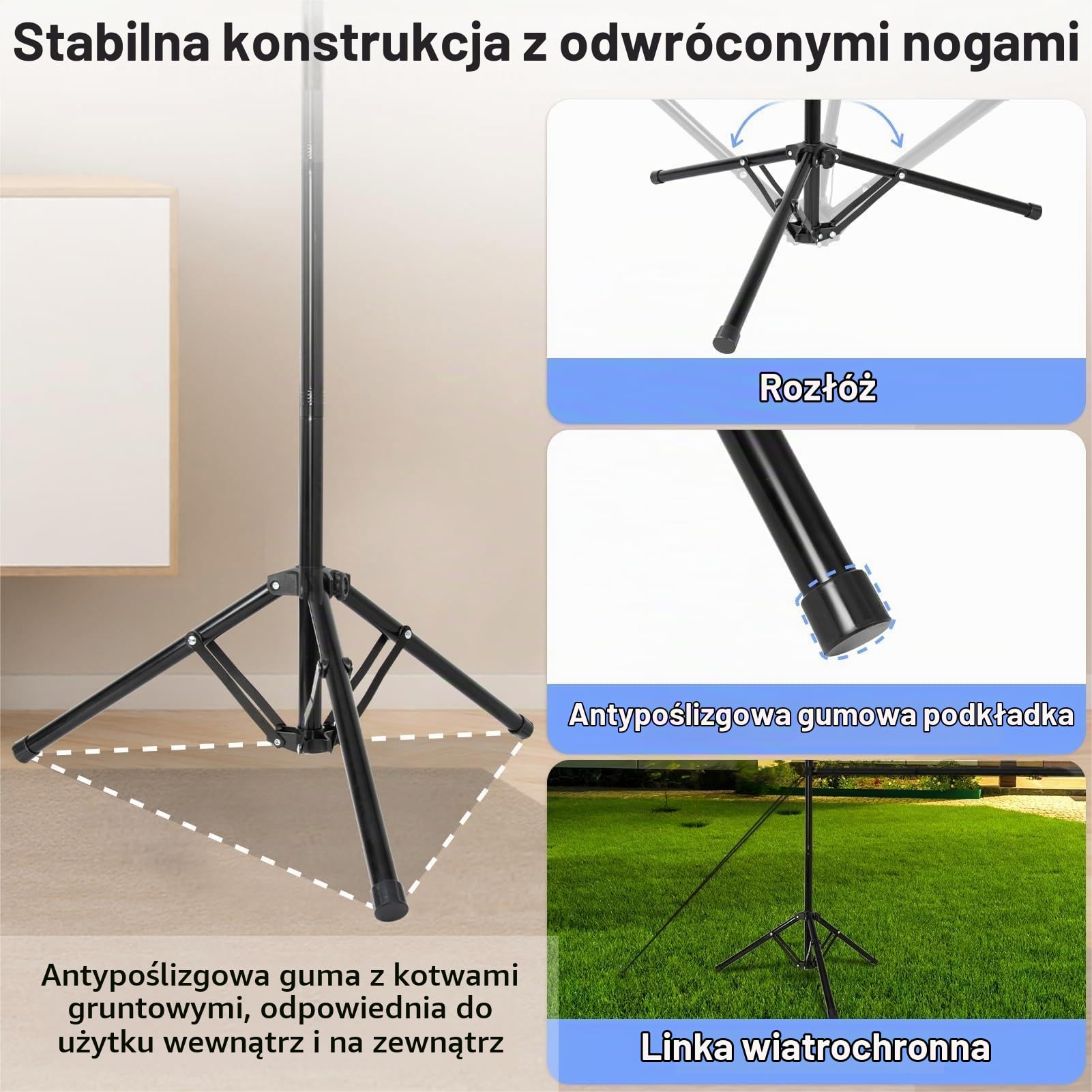 EMART Ekran projektora i stojak, przenośny ekran projekcyjny 120 cali