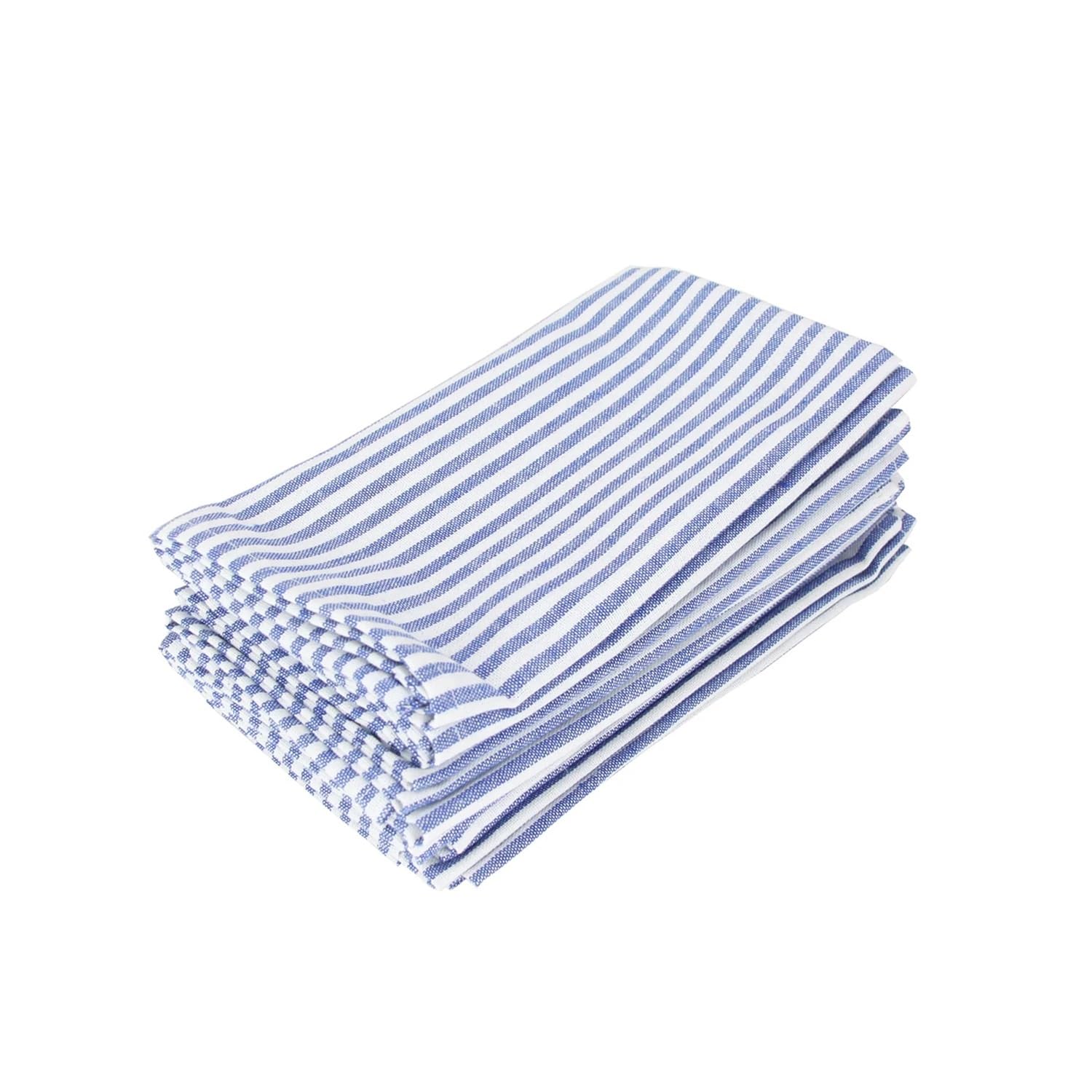 Set di 12 strofinacci in lino e cotone a righe tinta unita (40 x 30 cm) per eventi e uso domestico (12-CJ012-3040blu)