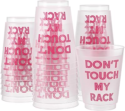 Vesici 24 Pcs Mahjong Cups Dont Touch My Rack 16 oz Reusable Mahjong Frosted Plastic Cups for Mah Jong Party Supplies Game Night Funny Cup Gifts Birthday Celebration Hot Pink