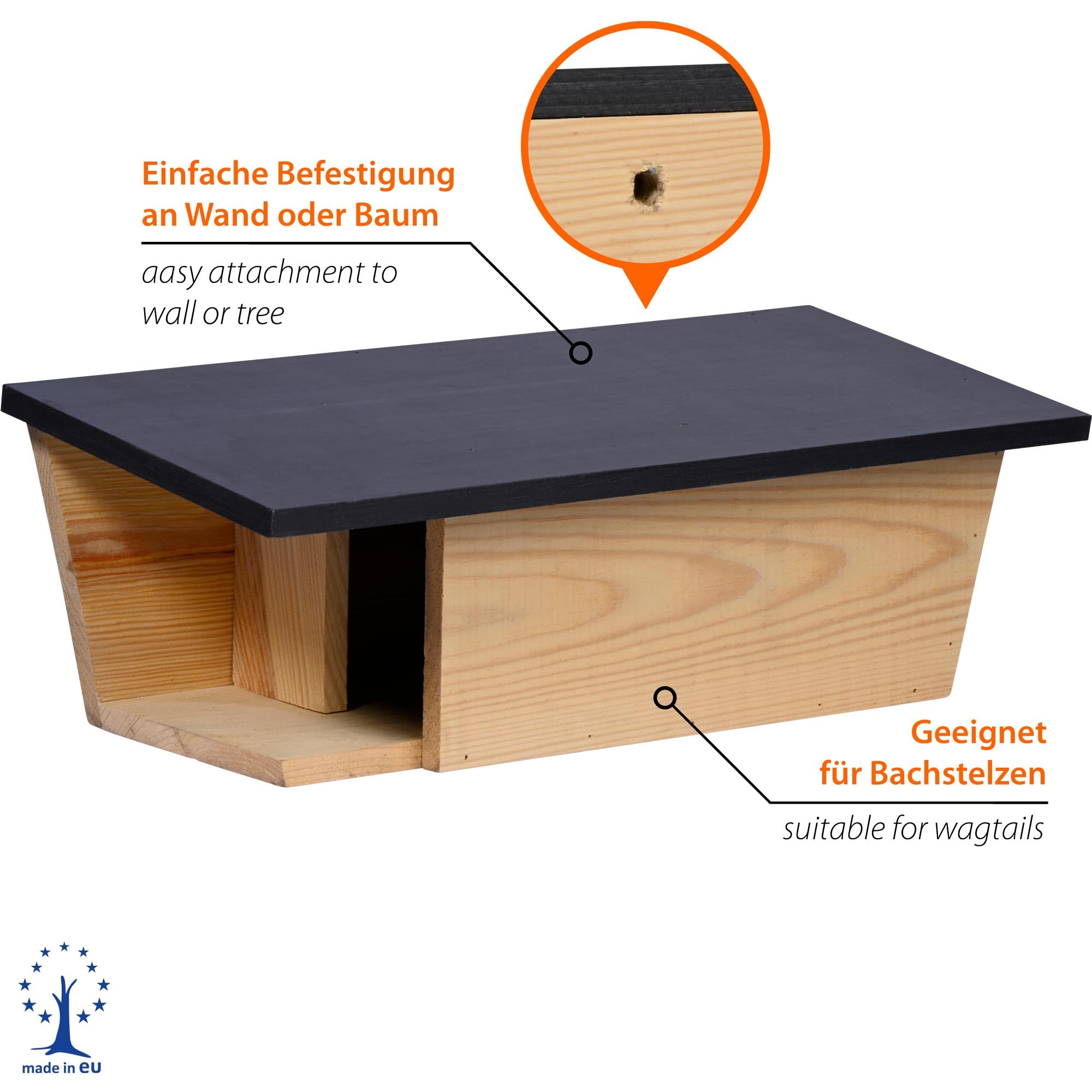 dobar® Caja Nido Especial para lavanderas – Ayuda Especial para Colocar – 45 x 18 x 15 cm – Pino – Marrón Oscuro