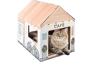 LiBa Cardboard Cat House With Scratch Pad and Catnip