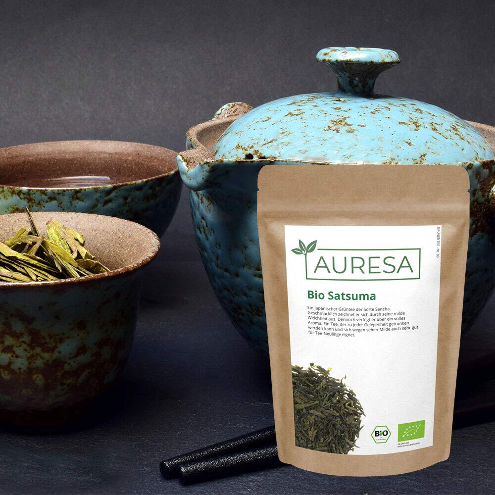 AURESA Bio Grüner Tee Satsuma | Mild weicher Sencha aus Japan | Kontrolliert biologischer Anbau
