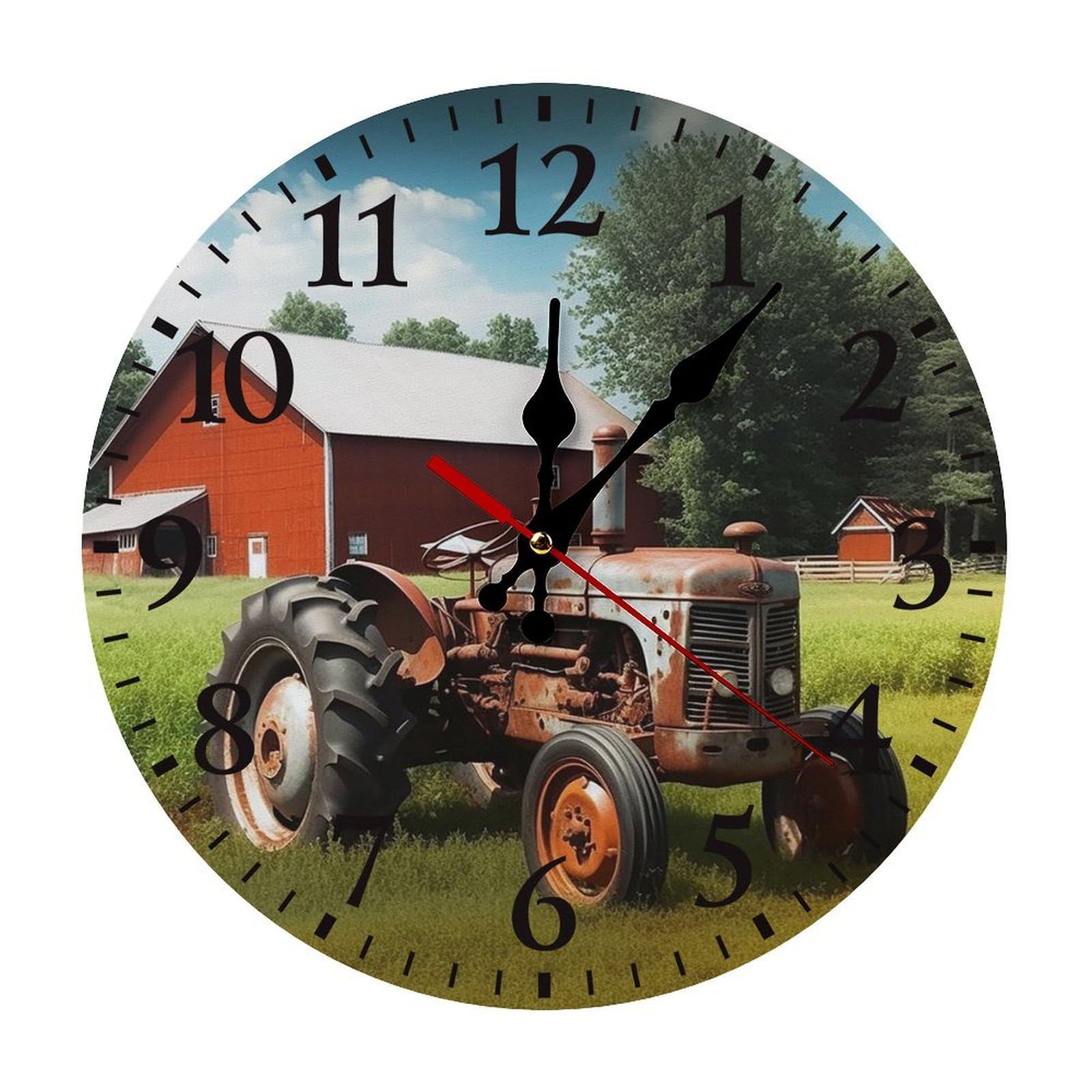 Horloge murale silencieuse tracteur agricole noire 30 cm