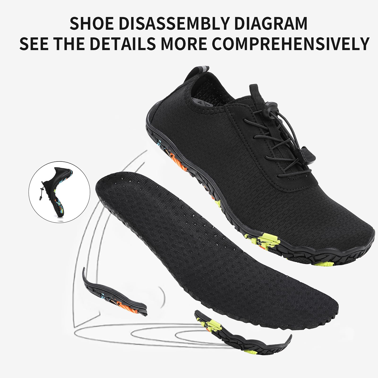Scarpe da Acqua Adulti, ad Asciugatura Rapida, Calze acquatiche a Piede Nudo Antiscivolo per Spiaggia, Nuoto, Piscina, Fiume, Lago, Escursionismo, Kayak, Surf e Sport