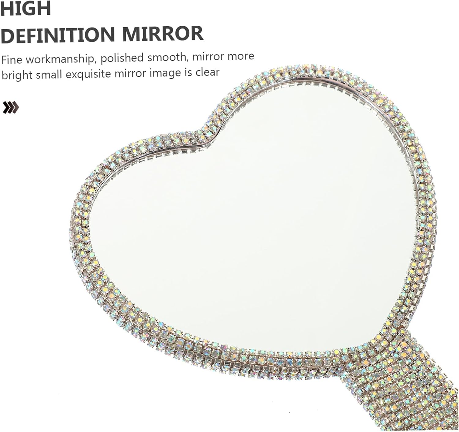 Beavorty Rhinestone Handheld Makeup Mirror Portable Hand Mirror for Women Cosmetic Vanity for Travel Hairdressing and Daily Use 6.29 X 4.33 X 0.47 in 1 Piece