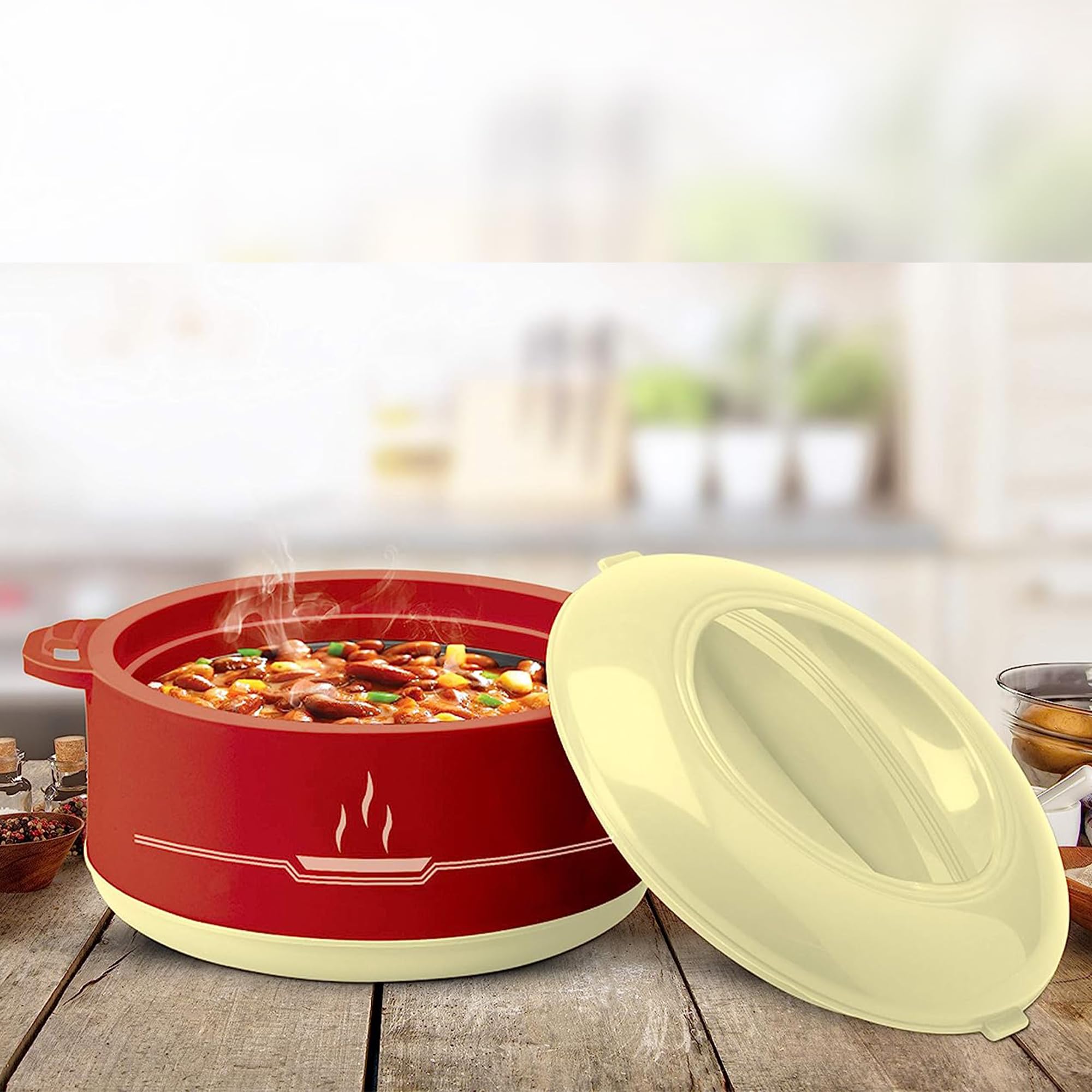 IDEAL PRIME Durable BPA Free Doublewall Insulated Plastic Inner Steel Casserole 1500 ml | Inner Steel Buffet/Hotpot/Chapati Box Tableware Pack of 1