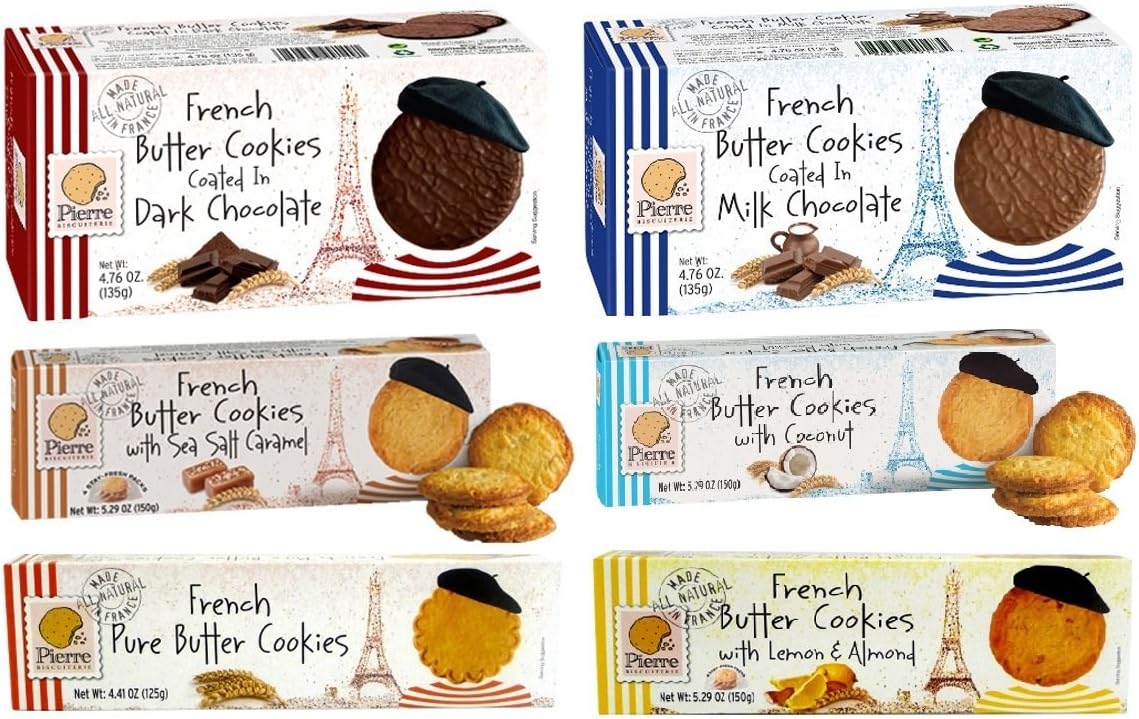 Pierre Biscuiterie French Butter Cookies Variety 6 Pack