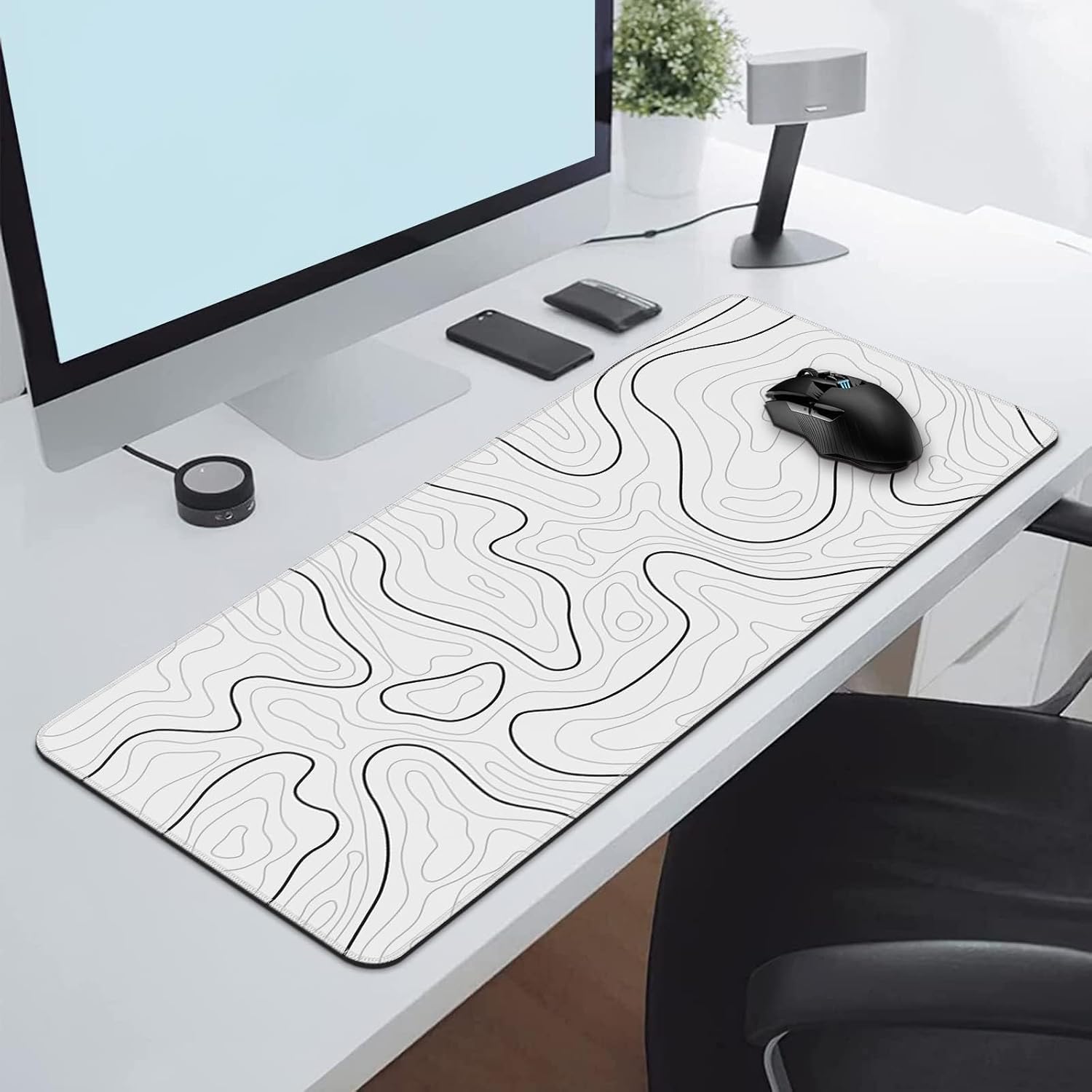 Rcege Large Mouse Pad for Desk - Gaming Mouse Pad with Stitched Edges, Anti-Slip Base for Keyboard and Mouse(White Line, 23.6L x 11.8W inches) 8 71giY44MI0L. AC SL1500