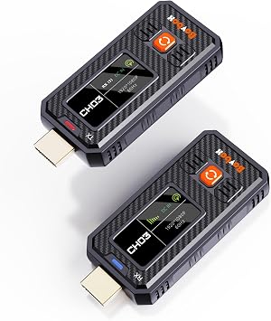 2026 Upgraded Wireless HDMI Transmitter and Receiver 1050FT/350M, 20 Channels, LCD Display, 1080P Wireless HDMI Extender for PC, DSLR, TV Box, Live Streaming, Church, Speech, Creator Team
