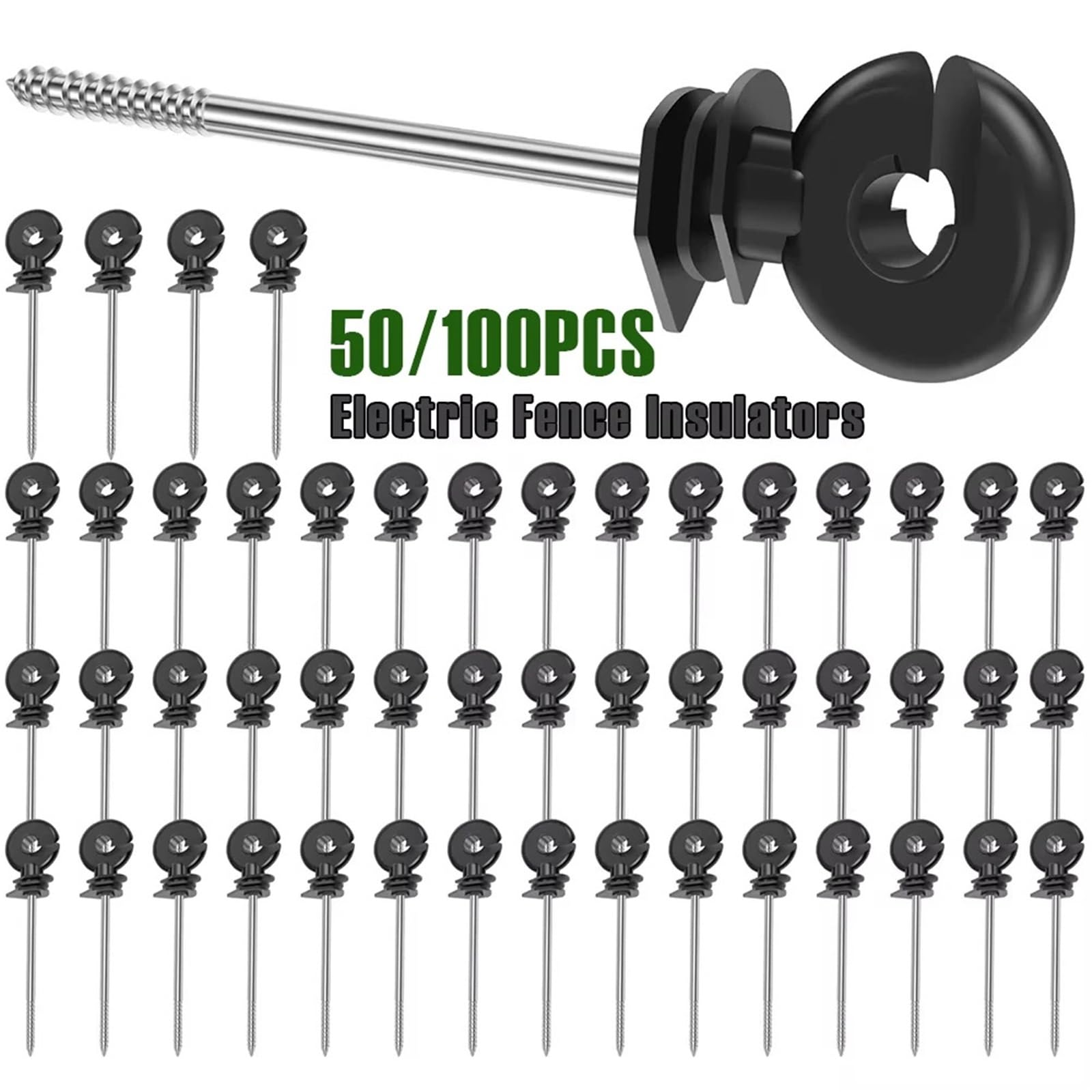 Isolatori Per Recinto Elettrico 50/100 pezzi isolatori for recinzione elettrica autofilettanti pali in legno fattoria versatile resistente(50Pcs)