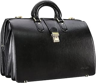 Banuce Leather Briefcase for Men Legal Attorney Lawyer Doctor Bag Attache Case for 15.6 Inch Laptop Executive Business Travel Work with Lock Detachable and Adjustable Strap Black