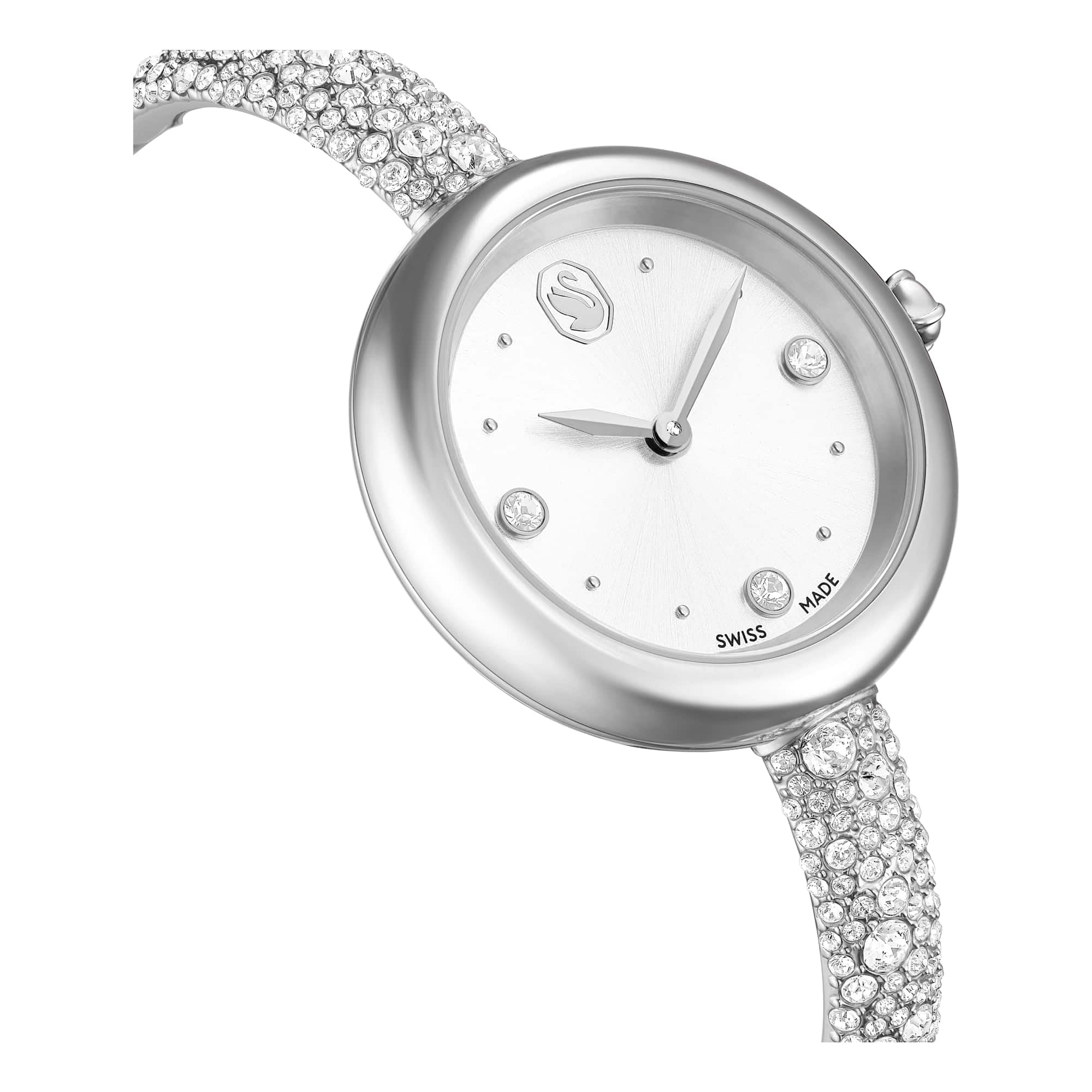 Swarovski Reloj Sublima Bangle, Fabricado en Suiza, Brazalete de Metal, Tono Plateado, Acero Inoxidable