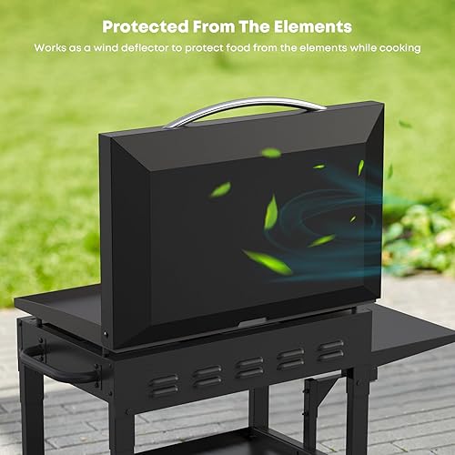 Miniatura 6 de Stanbroil Capucha de tapa dura, tapa con bisagras para parrilla Blackstone de 28 pulgadas con sistema de grasa trasera, tapa dura de 28 pulgadas con