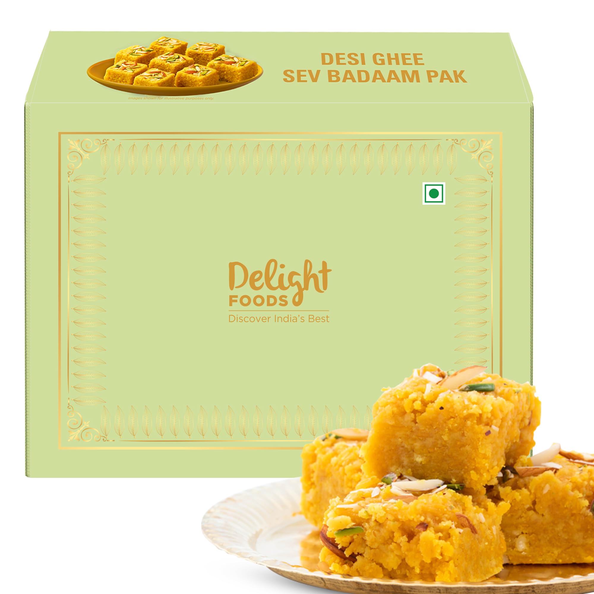 Delight Foods Premium Sev Badaam Pak (Barfi | Burfi) 500g | Fresh | Indian Sweets | Gift Pack | Regular-image-43
