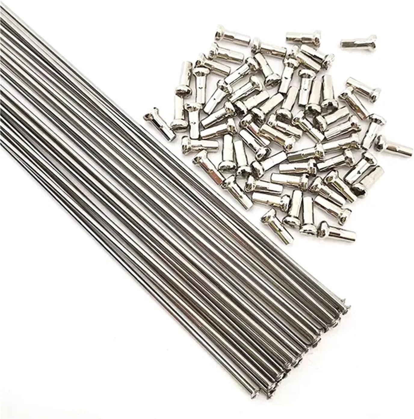 Bicycle Spokes 2.0 Round J-bend Straight Pull Silvery With Copper Caps Bicycle Replacement Parts(Steaight 64pcs)