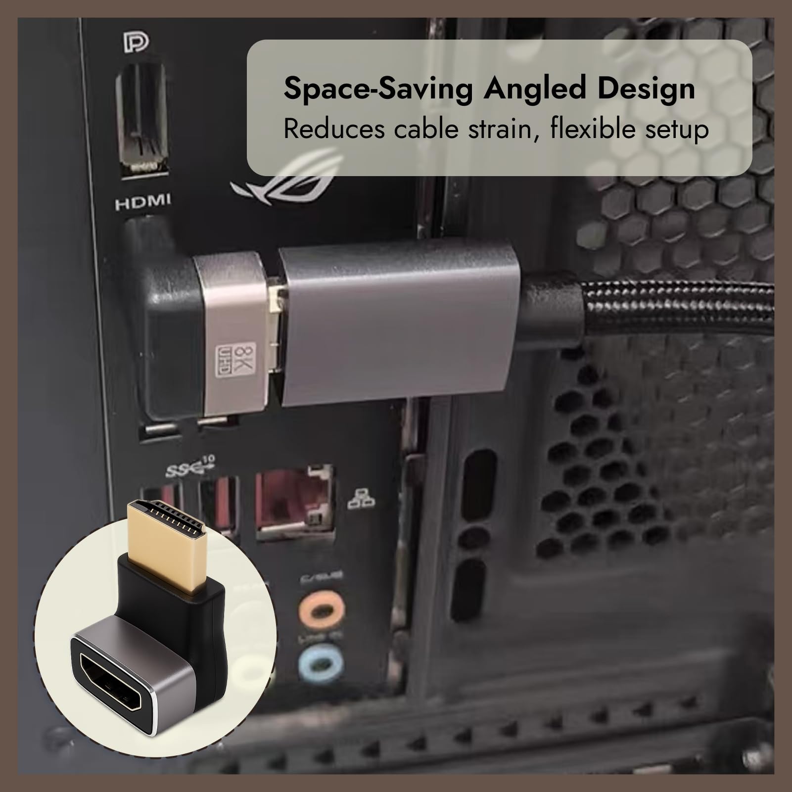 2 Pièces Adaptateur HDMI Coudé 8K, câble HDMI 2.1 et Rallonge HDMI Male Femelle, Coudé 90° et 270°, Connecteur Angle Droit Plaqué Or, Compatible TV, Moniteur, Laptop, Console, Prise HD MI Fiable
