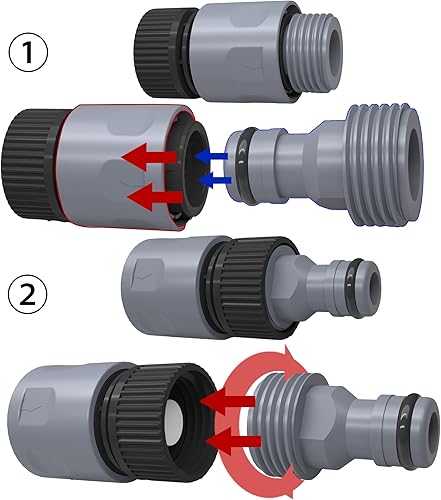 Miniatura 3 de Hourleey Manguera de jardín Conector rápido Manguera de jardín de plástico de 34 pulgadas, accesorios de conexión rápida, conectores macho y hembra,