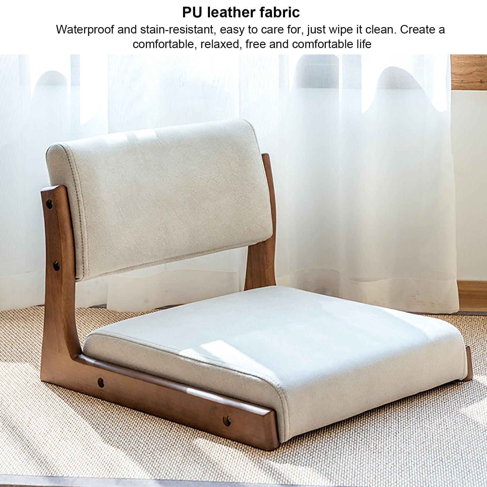 Silla de suelo sin patas con respaldo, cojín tatami de estilo japonés para meditación, sala de estar y asientos de juego, diseño cómodo y compacto