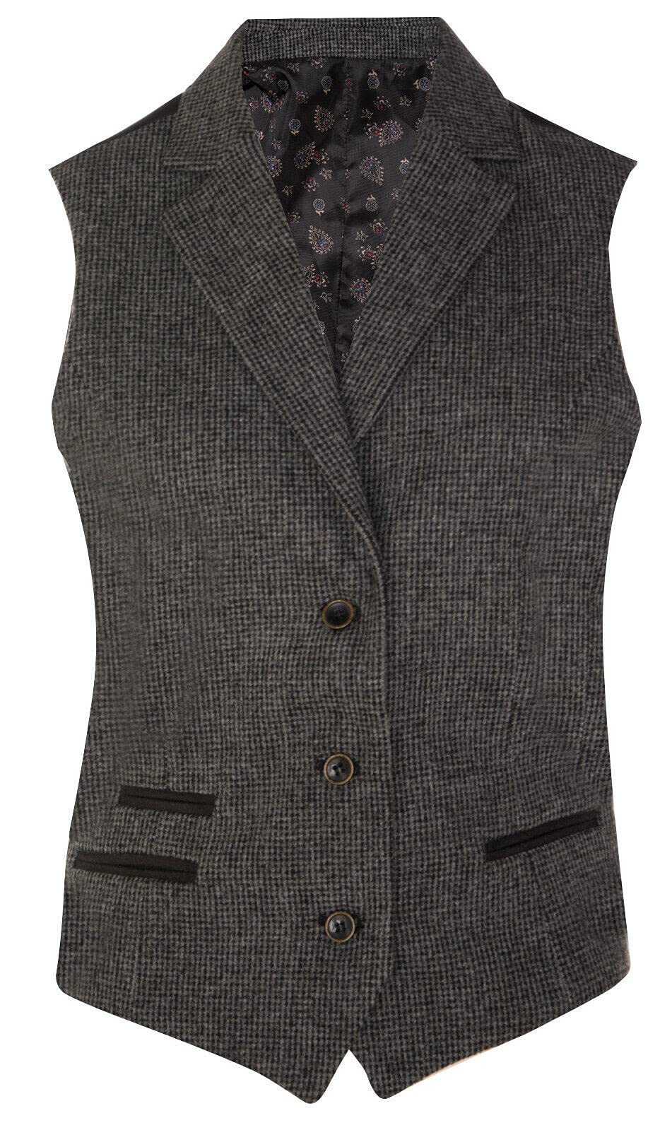 Infinity Leather - Women's Waistcoat - Tweed Herringbone - Grey - Size 14