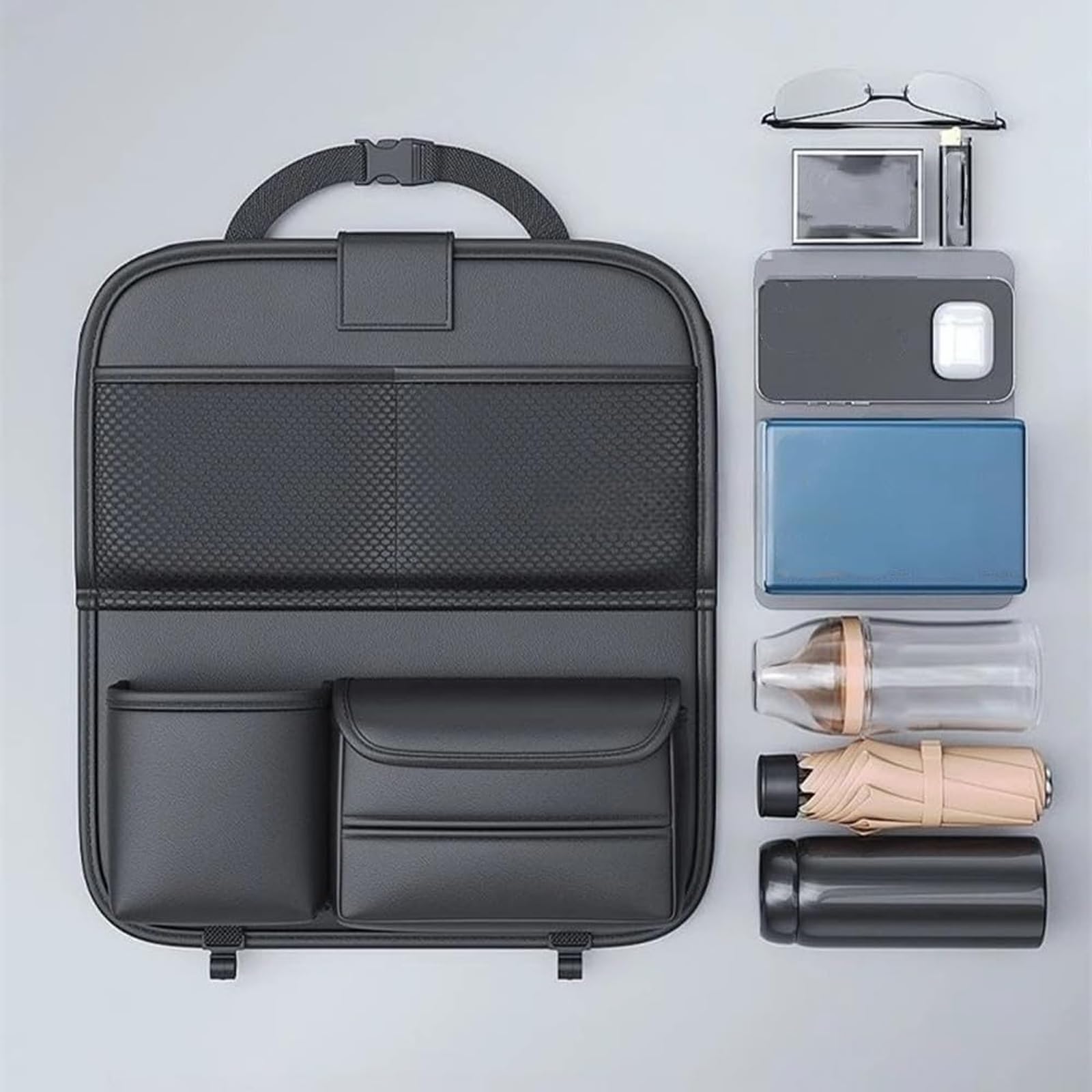 Generico Organizer Sedile Posteriore Auto per Forthing Yacht DFSK Forthing 4 U-Tour 2022-2025, Universale Pelle Organizzatore con Vassoio Pieghevole, Viaggio Essenziale per Bambini Adulti