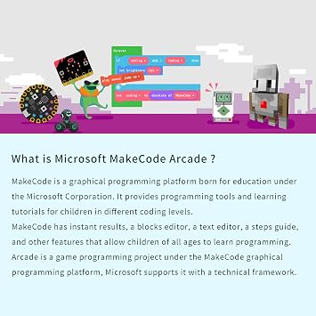 ELECFREAKS microbit Retro Makecode Arcade for STEM Education, Micro:bit Joystick Programming Learning Machine Supports Remote Control and Creat Games(Without Micro:bit)