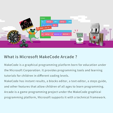 ELECFREAKS microbit Retro Makecode Arcade for STEM Education, Micro:bit Joystick Programming Learning Machine Supports Remote Control and Creat Games(Without Micro:bit)
