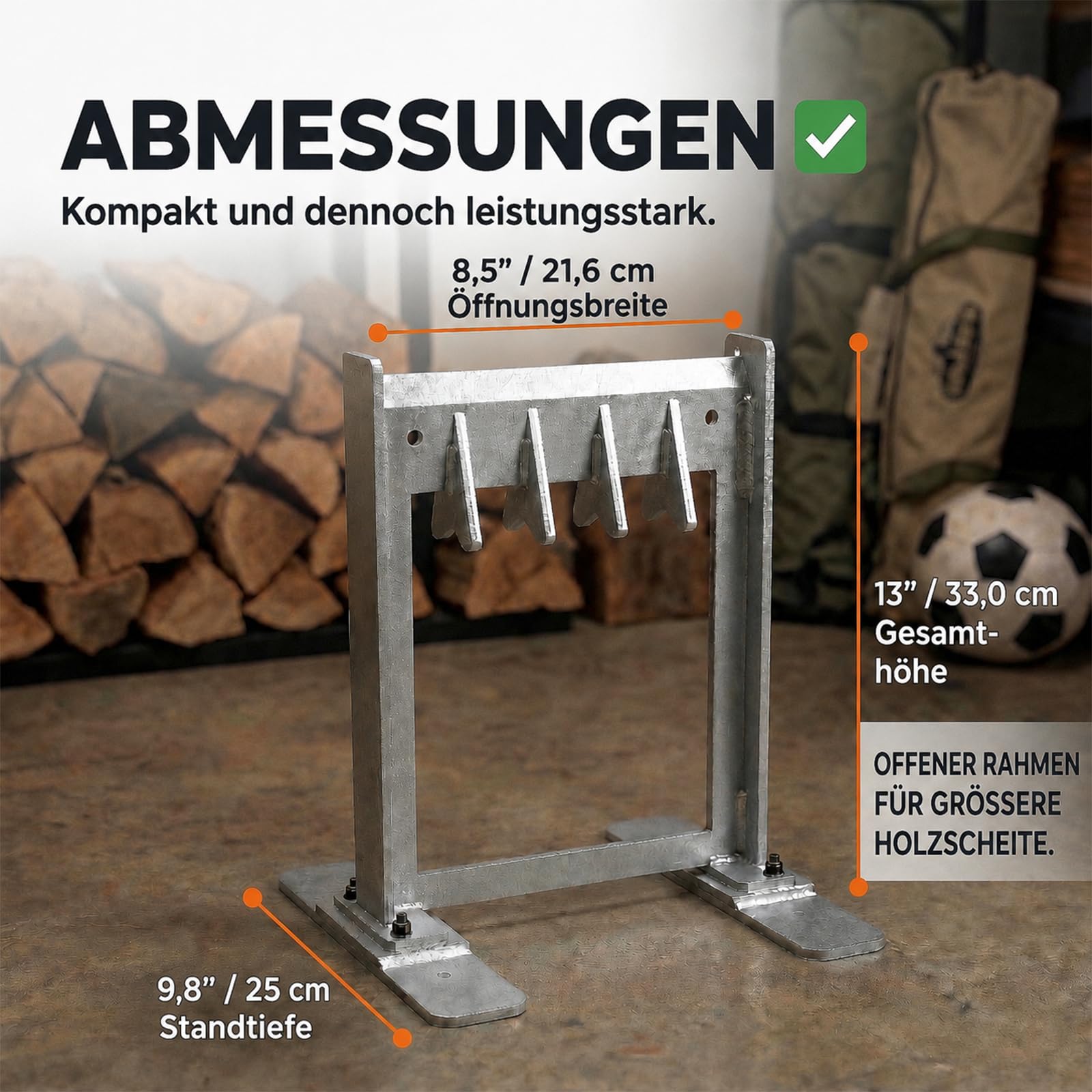 Manueller Holzspalter für Anzündholz mit Metall-Klingenschutz