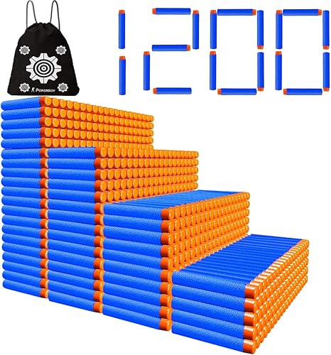 POKONBOY 1200 Pack Refill Darts Compatible with Nerf Guns, Refill Bullet Darts Foam Darts Compatible with Nerf Guns N-Strike Elite Series Blaster