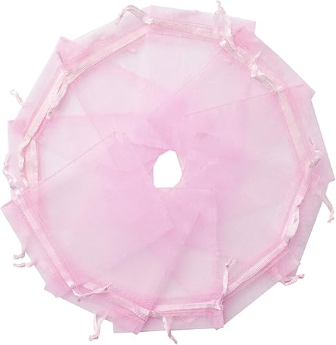 Miniatura 2 de 100 bolsas de organza rosa de 2 x 3 pulgadas, bolsas de regalo con cordón transparente, bolsas de joyería, bolsas de regalo de boda, fiesta de