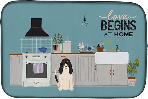 Miniatura 430 de Caroline's Treasures CK7824DDM - Tapete absorbente para secado de platos con diseño de bulldog inglés, rojo y blanco, para encimera de cocina, 14 x