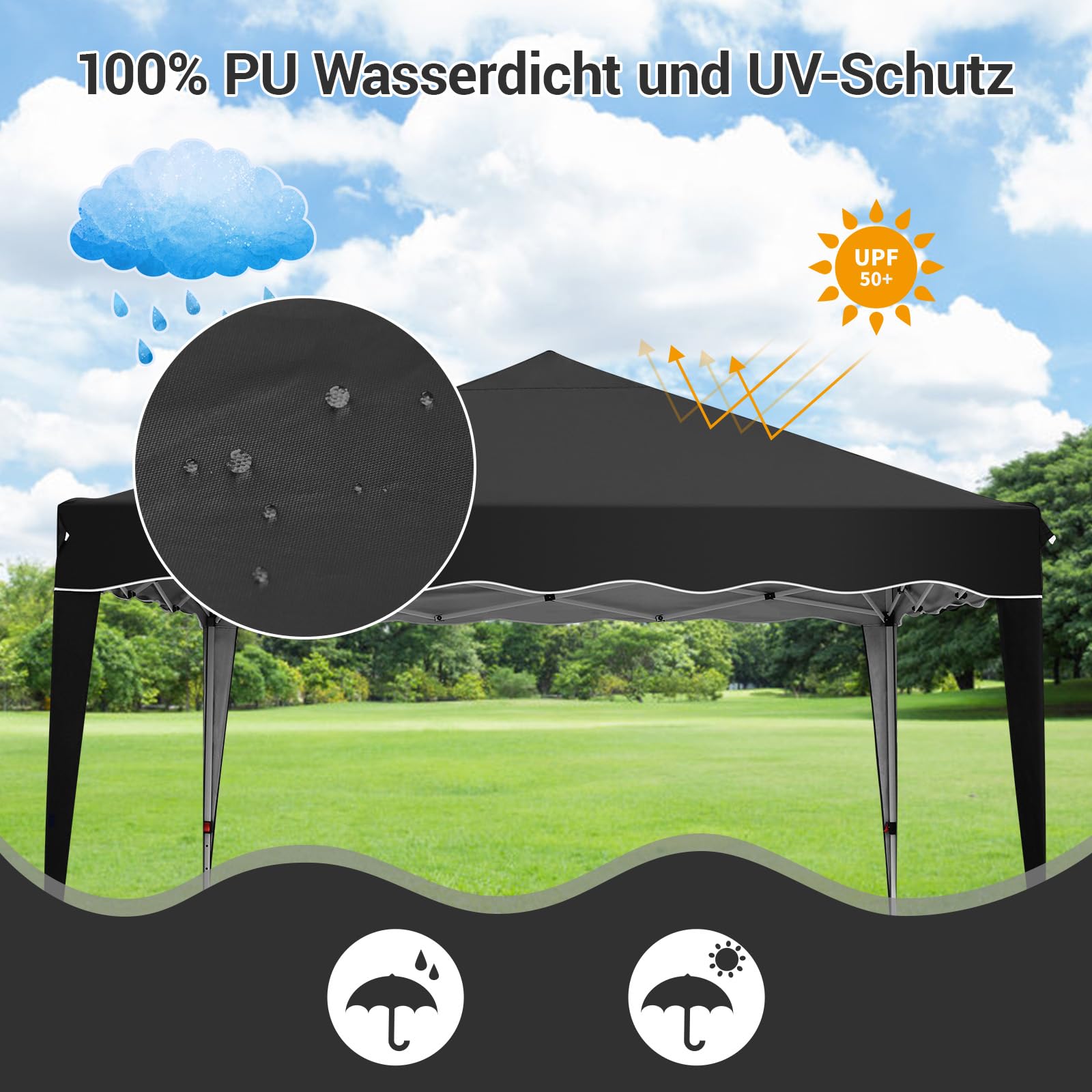 Yaheetech Paviljoen, 3 x 3 m, met 4 zijwanden, pop-up vouwpaviljoen, waterdicht, winterbestendig, in hoogte