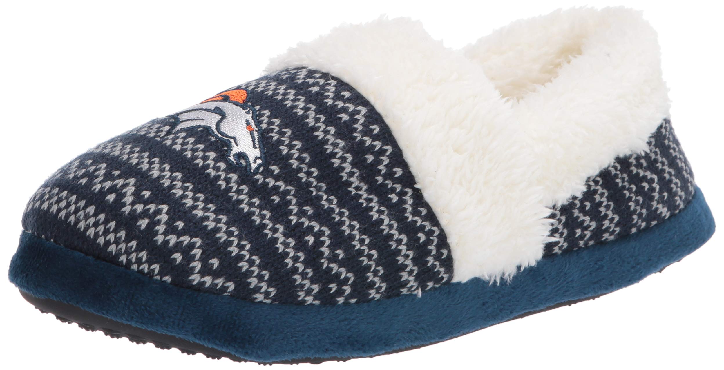 FOCO NFL Denver Broncos Unisex Smu Big Logo Holiday Aztec Print Knit Moccasinsmu Big Logo Holiday Aztec Print Knit Moccasin, Team Color, Small