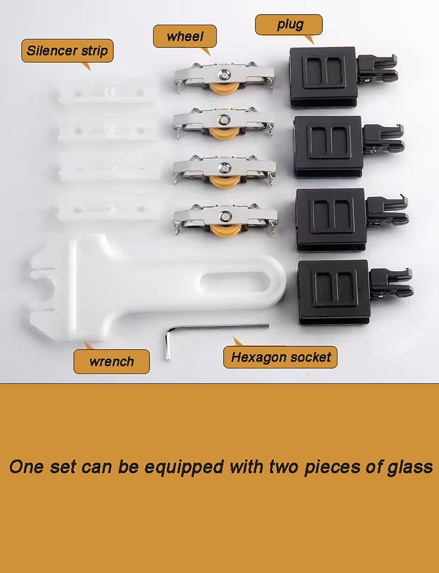 Schienen für Glasschiebefenster, 8-mm-Glastür-Doppelschienenrutsche(Black,80cm/31.5in)