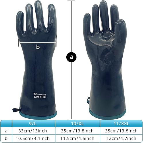 Miniatura 7 de Guantes de silicona para parrilla de barbacoa, guantes de horno resistentes al calor de 932 F con dedos, guantes impermeables a prueba de calor para