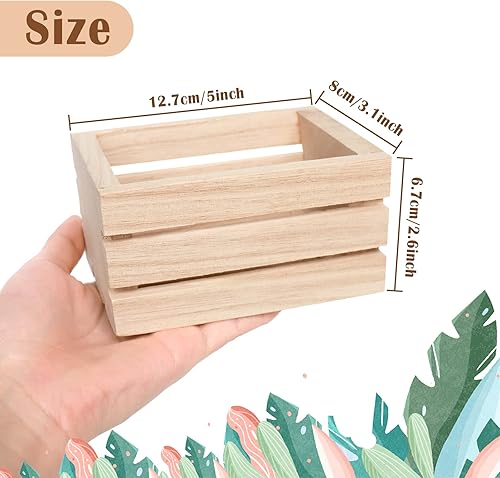 Miniatura 2 de Paquete de 4 cajas de madera rústica, cajas decorativas de madera sin terminar, caja de almacenamiento de madera para cocina, oficina, dormitorio,