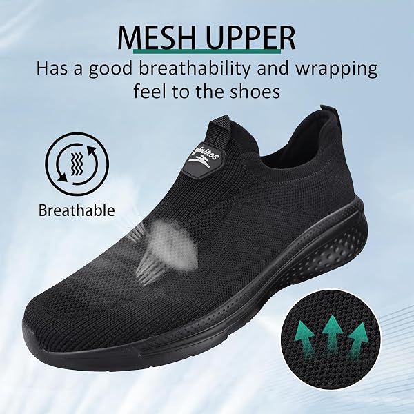 Giniros Men's trainers, slip-on sneakers, running trainers, fitness, running, trainers, breathable, comfortable and lightweight tennis shoes - 4