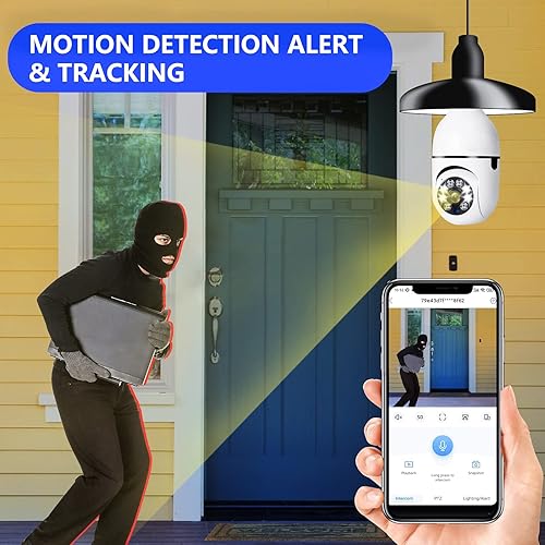 Miniatura 3 de Cámara de seguridad con bombilla 5G WiFi de doble banda, 360 grados 1080P inalámbrica para interiores a todo color, cámara domo inteligente con