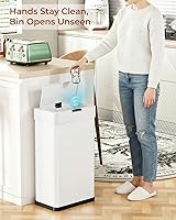 Vista 7 de TLSUNNY 16 Gallon Motion Sensor Trash Can,Touchless Automatic Garbage Can,Brushed Stainless Steel Smart Bin,with Bag Holder,Soft Close Lid,for
