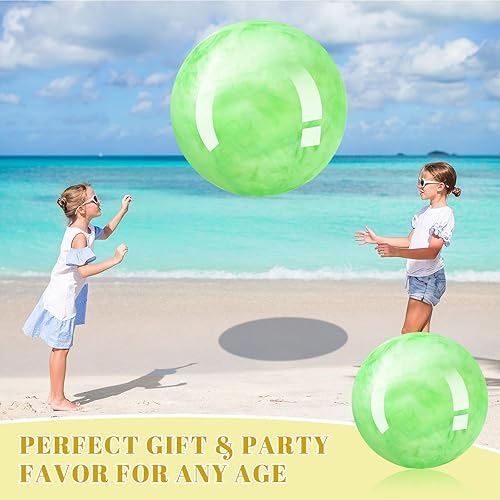 Miniatura 6 de Meooeck 2 bolas gigantes inflables de goma marmoleadas, bolas de playa gigantes para niños y adultos, bomba no incluida
