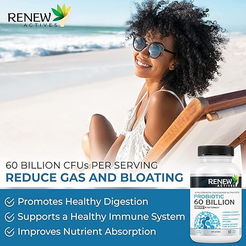 Miniatura 3 de Renew Actives Nuevos probióticos de 60 mil millones de UFC con tecnología MAKTREK Bi-Pass, probióticos hechos para sobrevivir al ácido estomacal con
