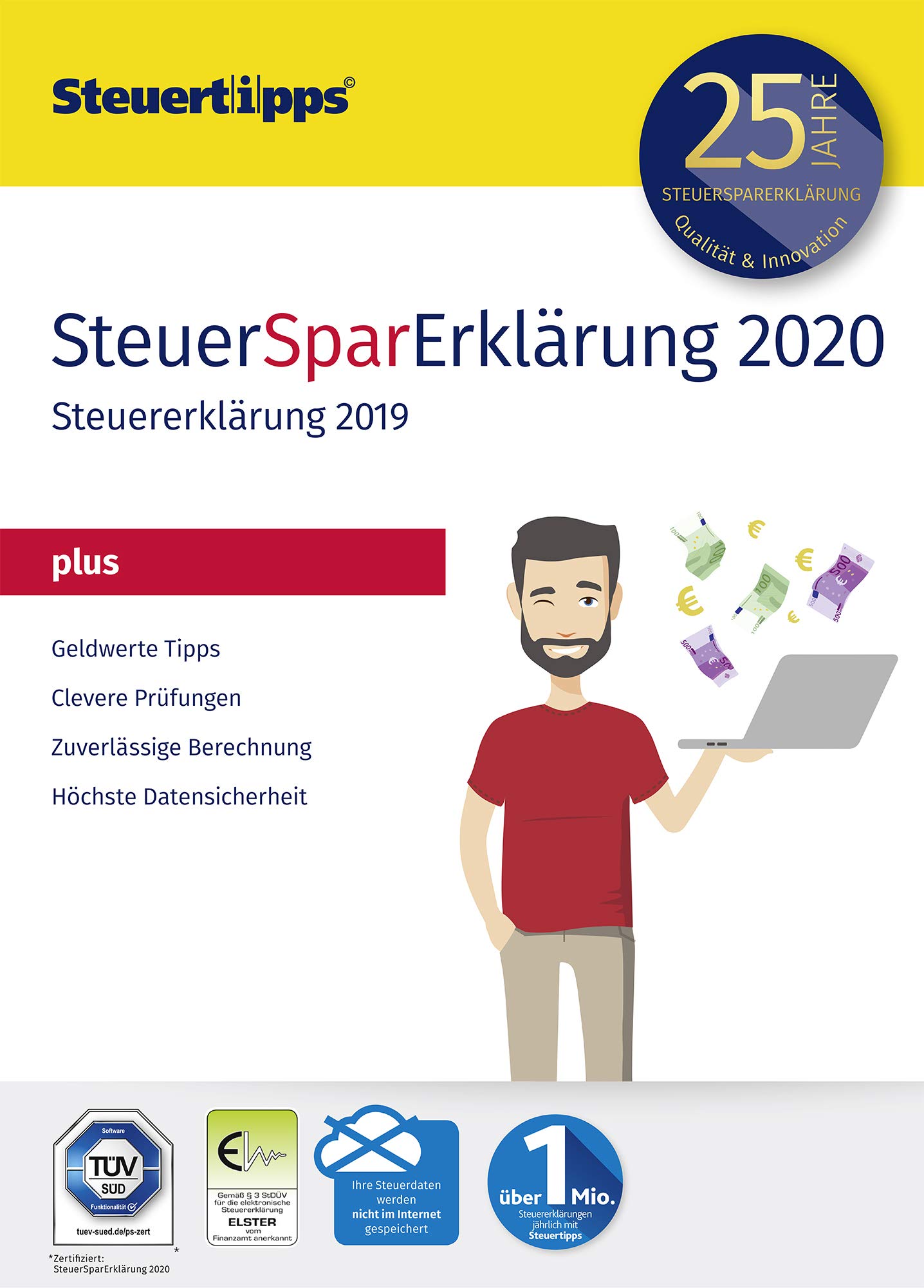 SteuerSparErklärung Plus 2020, Schritt-für-Schritt Steuersoftware für die Steuererklärung 2019, Aktivierungscode per Mail für Windows 10, 8