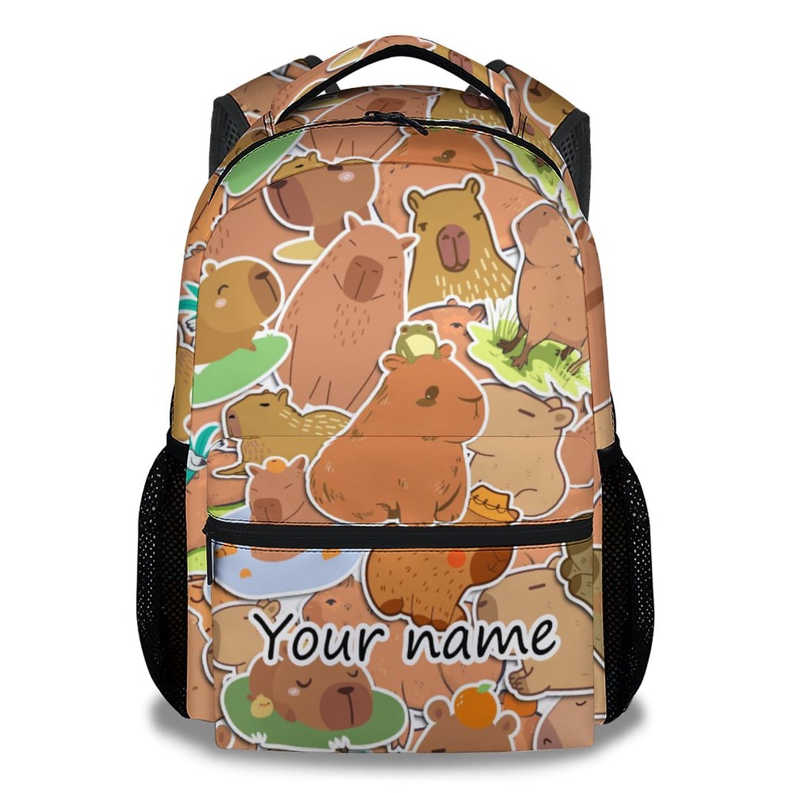 KNOWPHST Personalized Backpacks for Girls, Boys - 16 Inch Cute Backpack for School - Brown, Large Capacity, Durable, Lightweight Bookbag for Kids,