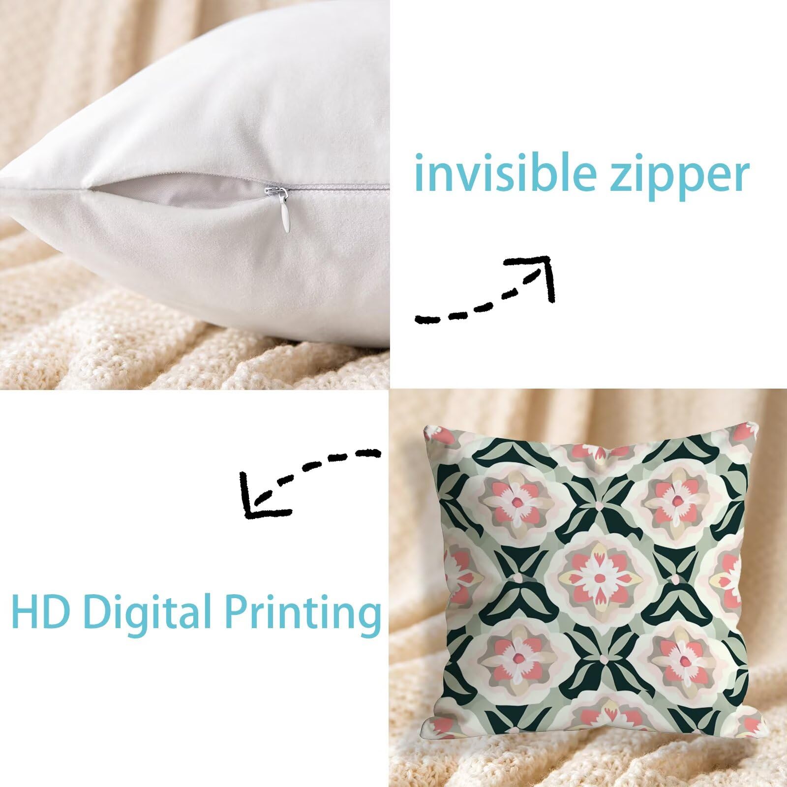 Fundas Cojines 80x80cm Juego de 2, Rosa Abstracto Patrón Fundas de Cojines Exterior Impermeable in Terciopelo, con Cremallera Invisible, HD Iampresión Funda Cojin Sofa para Decoración Hogar t9n-284