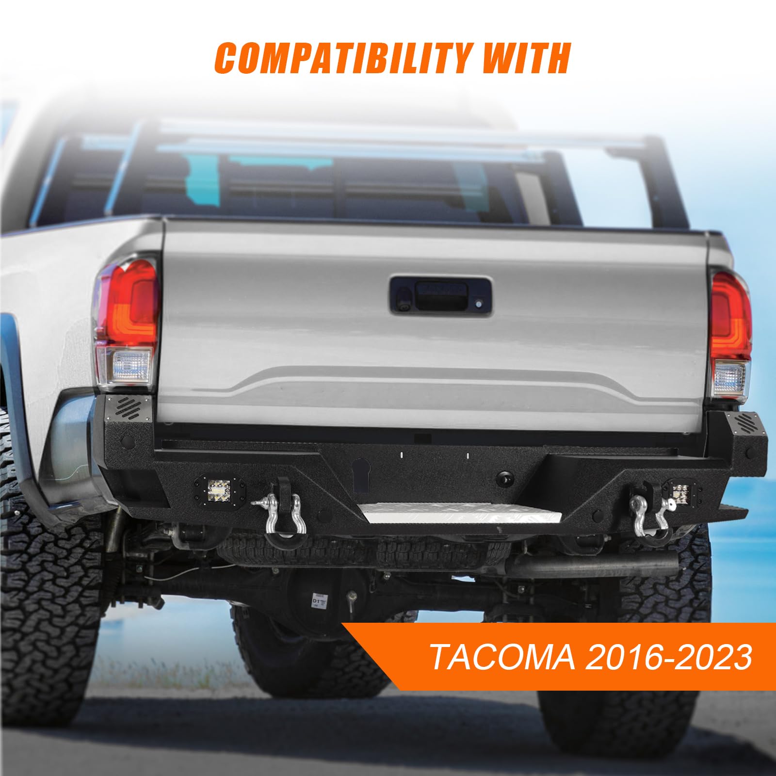 Replacement Step Bumper For Toyota Tacoma 2016-2023 - Powder Coated Black Steel, Direct Fit 2 thumbnail image