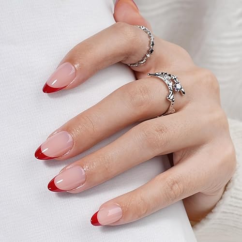 French Tip Press on Nails, Short Press on Nails Almond